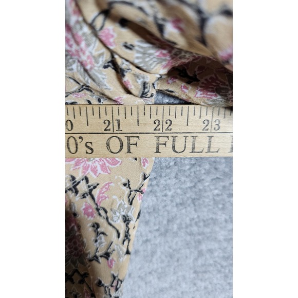 Lucky Brand Floral Top Womens Size L Boho Cottagecore Prairie Keyhole Tassel Tie - Picture 9 of 10